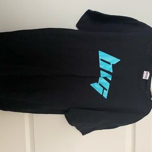 Black t-shirt with graphic words